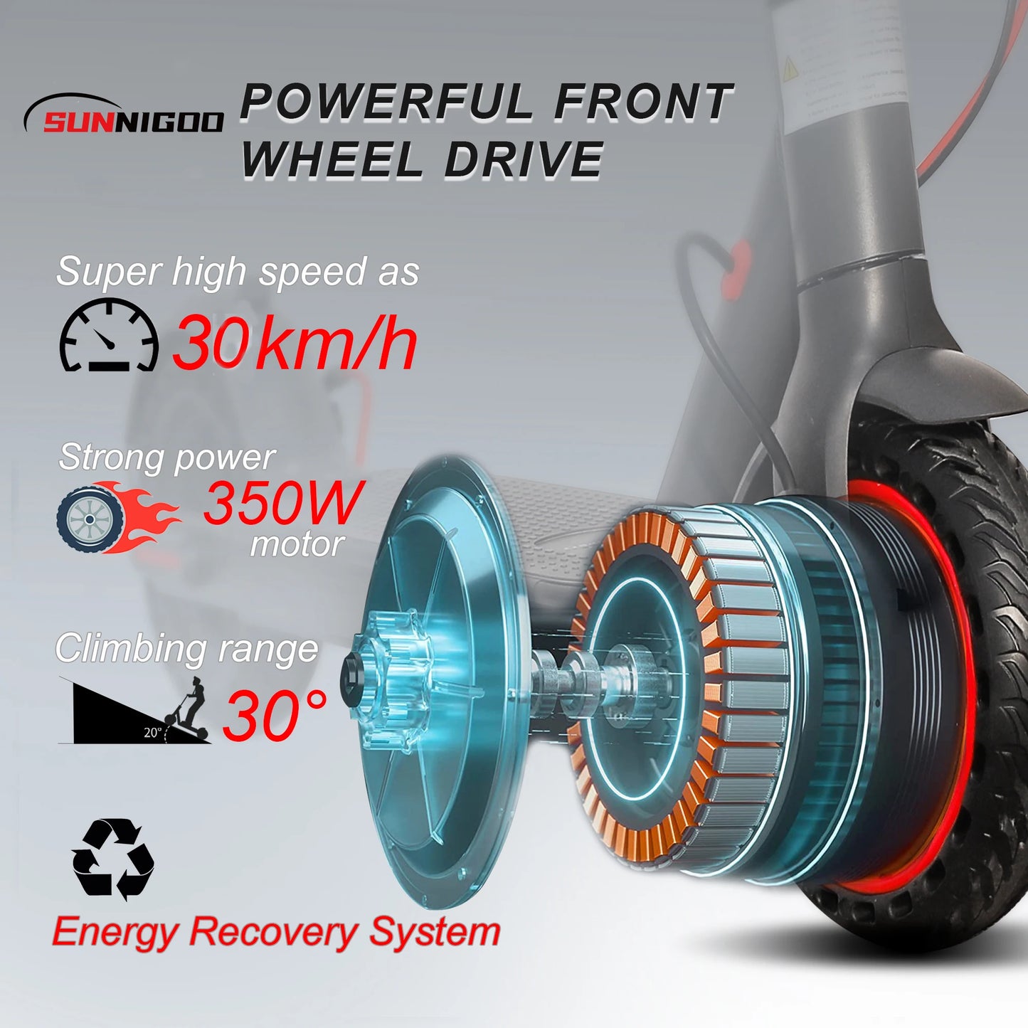 N7PRO 350W Adult Electric Scooter 36V 10.4Ah Range 30 km
