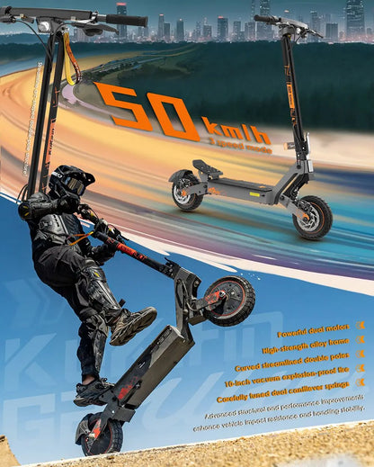 KuKirin G2 Ultra 800W*2 Motor Electric Scooter 48V 18Ah 10" Tires 50km/h Max Speed 55km Range Front & Rear Disc Brake