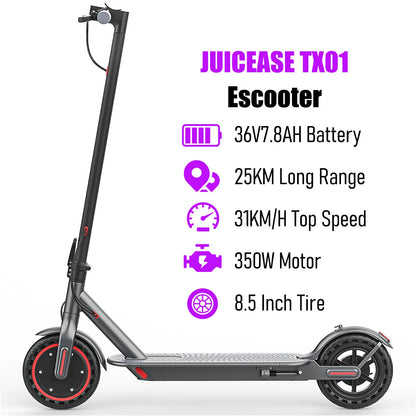 JUICEASE TX01 Electric Scooter for Adults 7.8Ah 350W Powerful Motor up to 31KM/H Speed Smart APP Electric Scooter with 5.2 Chips
