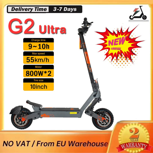 KuKirin G2 Ultra 800W*2 Motor Electric Scooter 48V 18Ah 10" Tires 50km/h Max Speed 55km Range Front & Rear Disc Brake