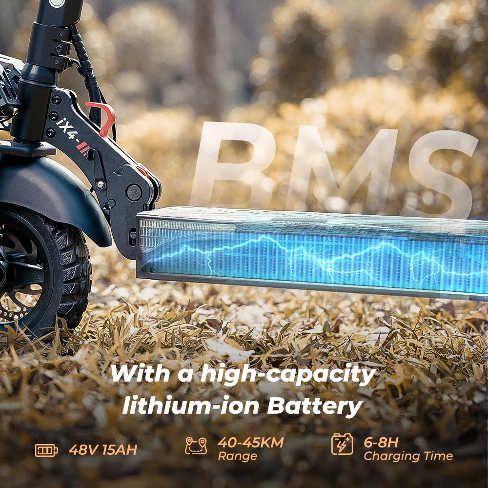 iScooter iX4 Electric Scooter 800W 15Ah Off-road Tire  45km Range eScooter 45km/h Speed