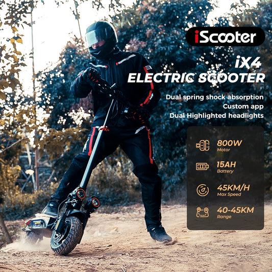 iScooter iX4 Electric Scooter 800W 15Ah Off-road Tire  45km Range eScooter 45km/h Speed