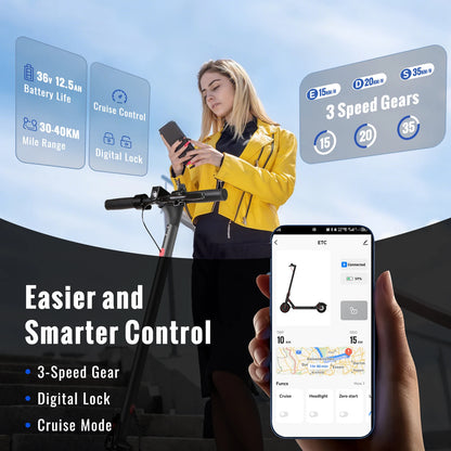 N7PRO 350W Adult Electric Scooter 36V 10.4Ah Range 30 km